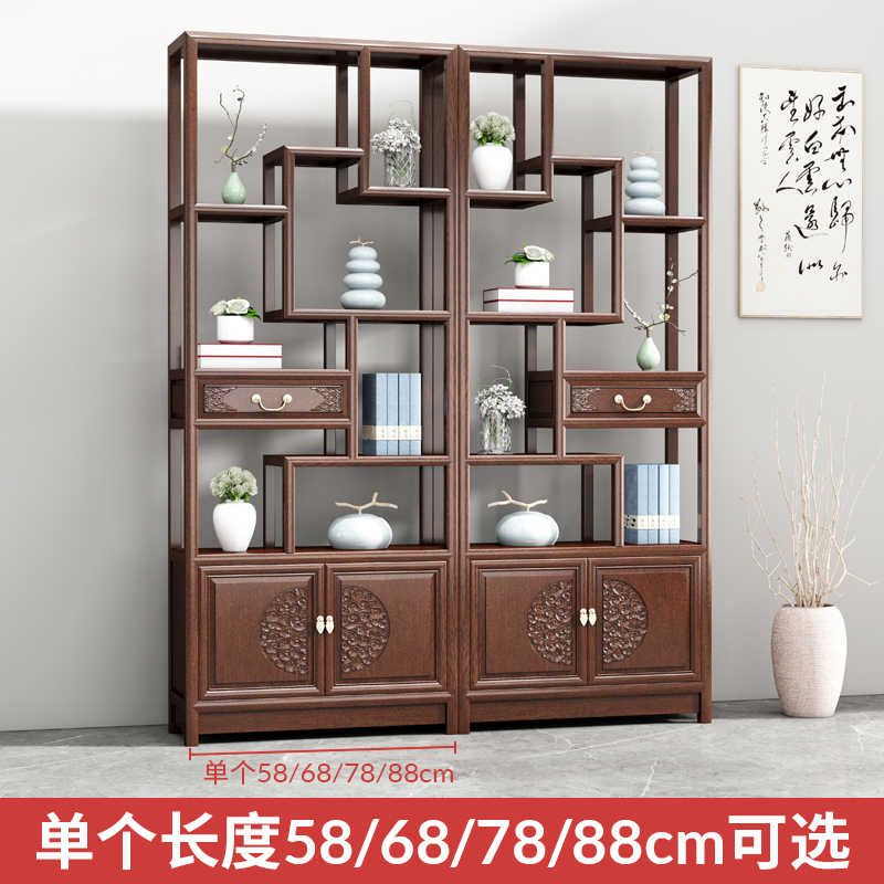 新中式实木博古架中式小型置物架茶室客厅展示柜宋代美学玄关隔断图片