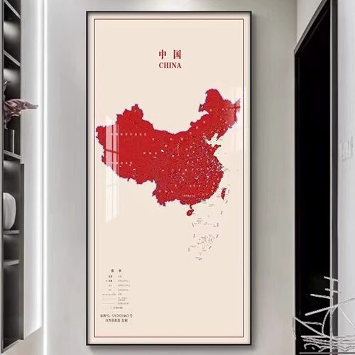 中国地图装饰画现代简约玄关