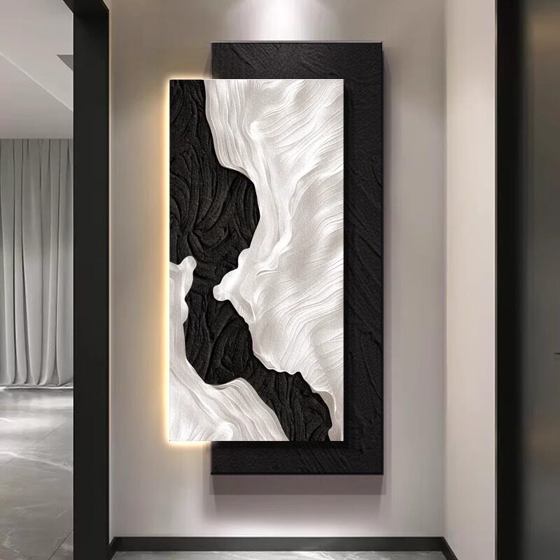 奶油风入户玄关装饰画立体砂岩肌现代装饰画