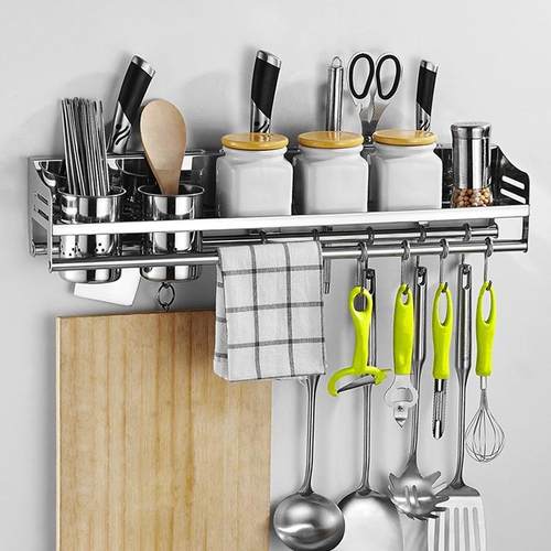 304不锈钢厨房调味品刀架置物架壁挂调料架挂架挂钩筷子收纳镜面