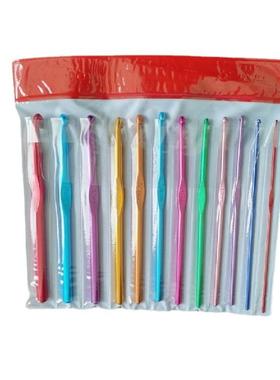 紫色袋 12支 缝纫外销毛衣针 毛线DIY 氧化铝钩针套装