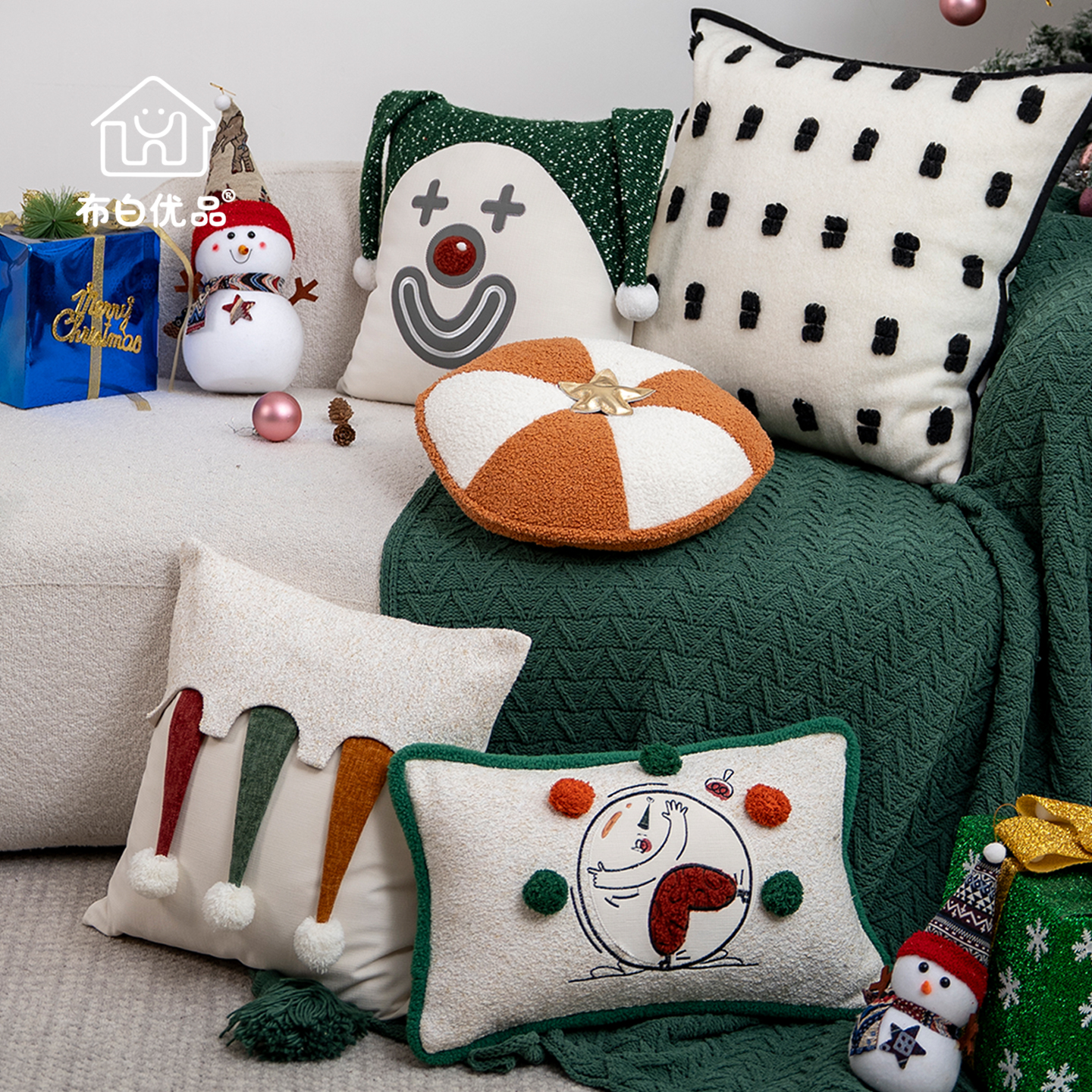 圣诞抱枕客厅沙发家用轻奢高级感