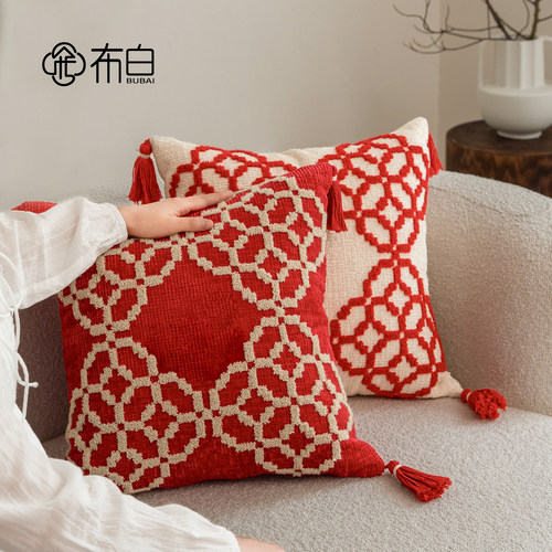 红色新中式结婚乔迁可拆洗抱枕