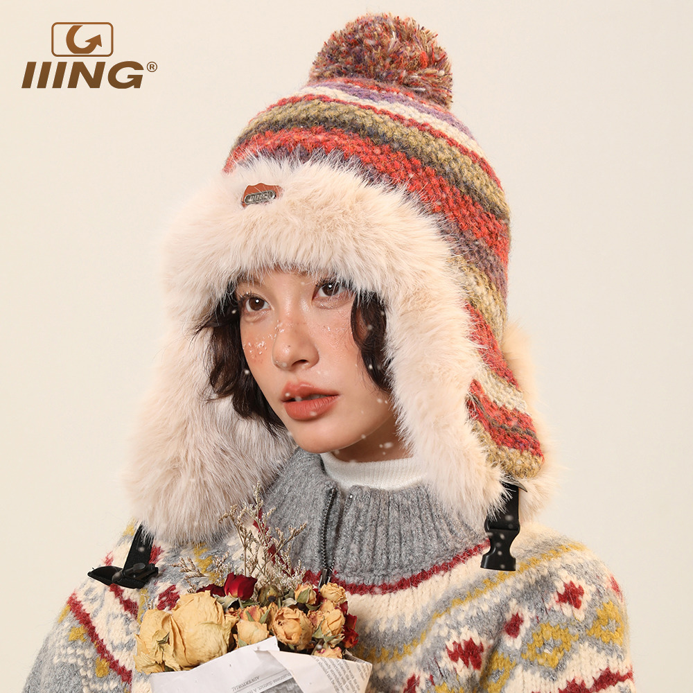 秋冬旅游加厚加绒保暖针织护耳帽