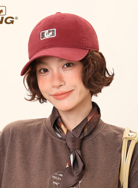 IIING 红色棒球帽显脸小新款设计感鸭舌帽休闲百搭遮阳防晒帽子女