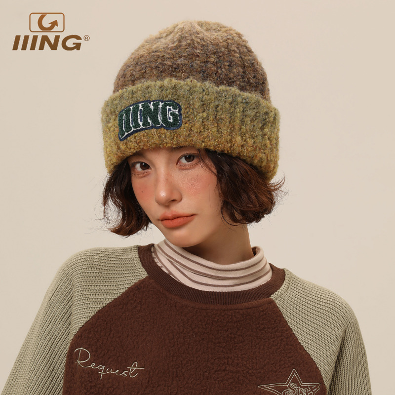 定制纱线渐变百搭针织帽