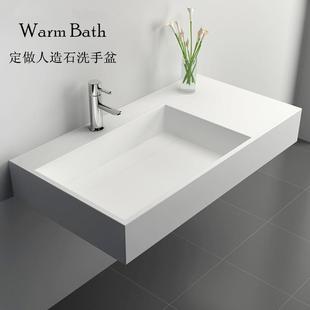 洗脸盆尺寸定制卫生间浴室柜盆阳台哑光家用洗面盆 人造石挂墙式