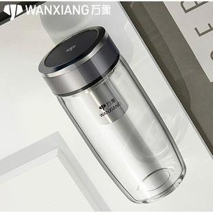 便携水杯女时尚 万象单层玻璃杯男士 带盖大容量杯子家用鹅蛋泡茶杯