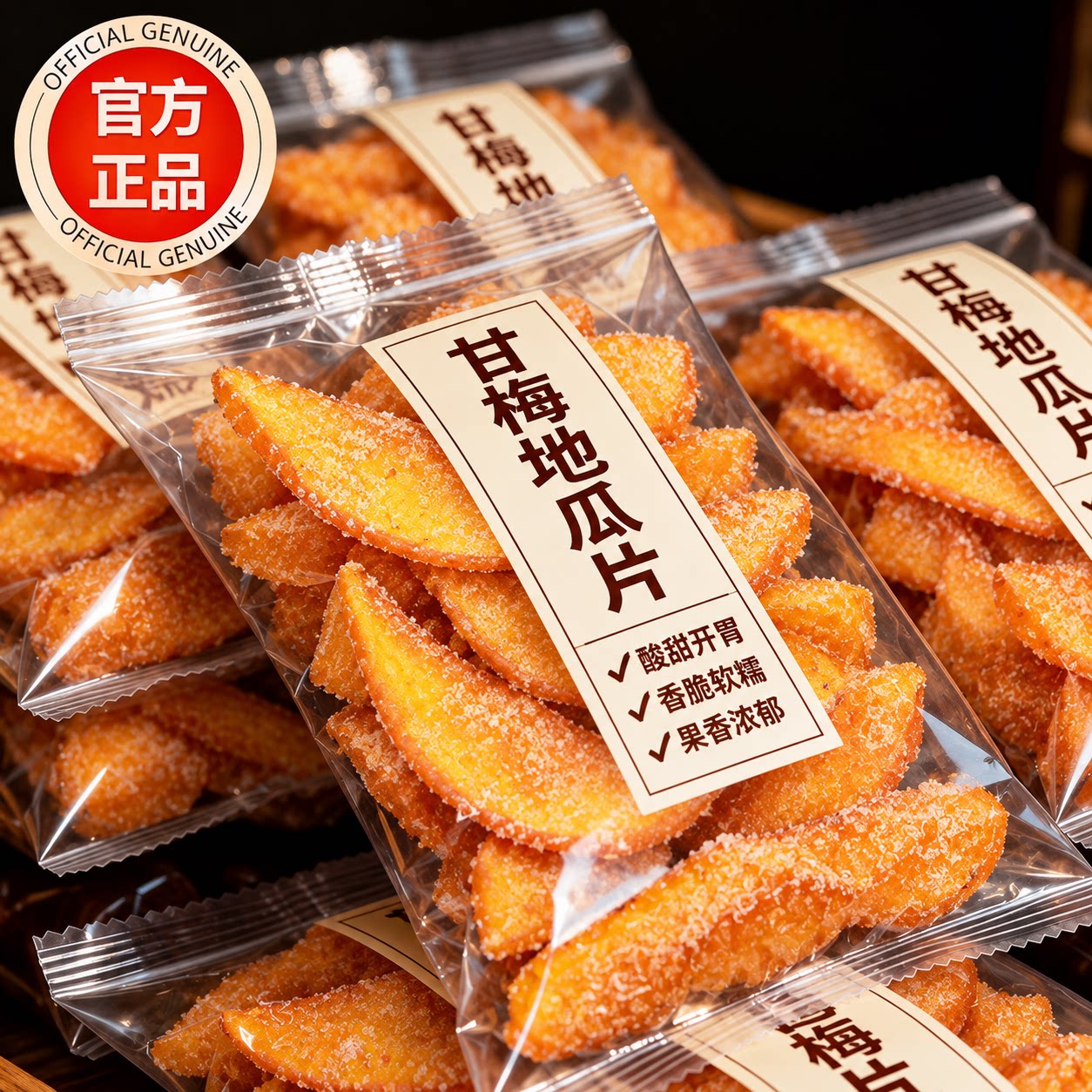 甘梅地瓜片原切薄脆红薯片甜咸香酥脆儿童休闲零食正品官方旗舰店