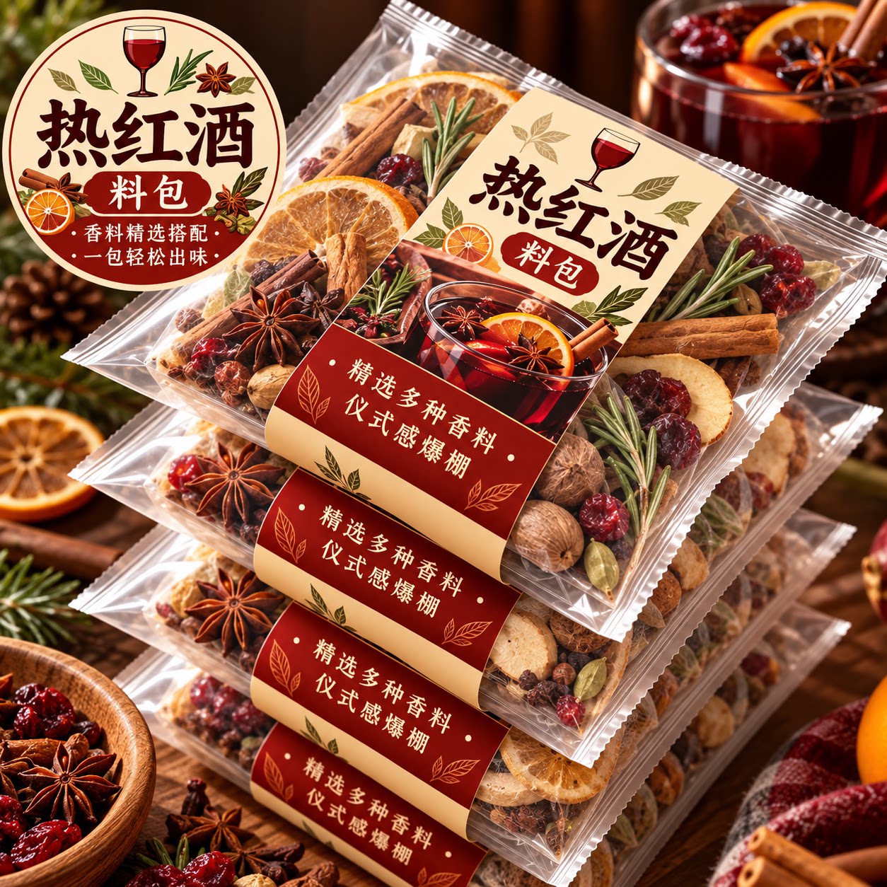 热红酒料包圣诞节煮红酒香料包丁香肉桂迷迭香煮甜酒红酒茶材料包