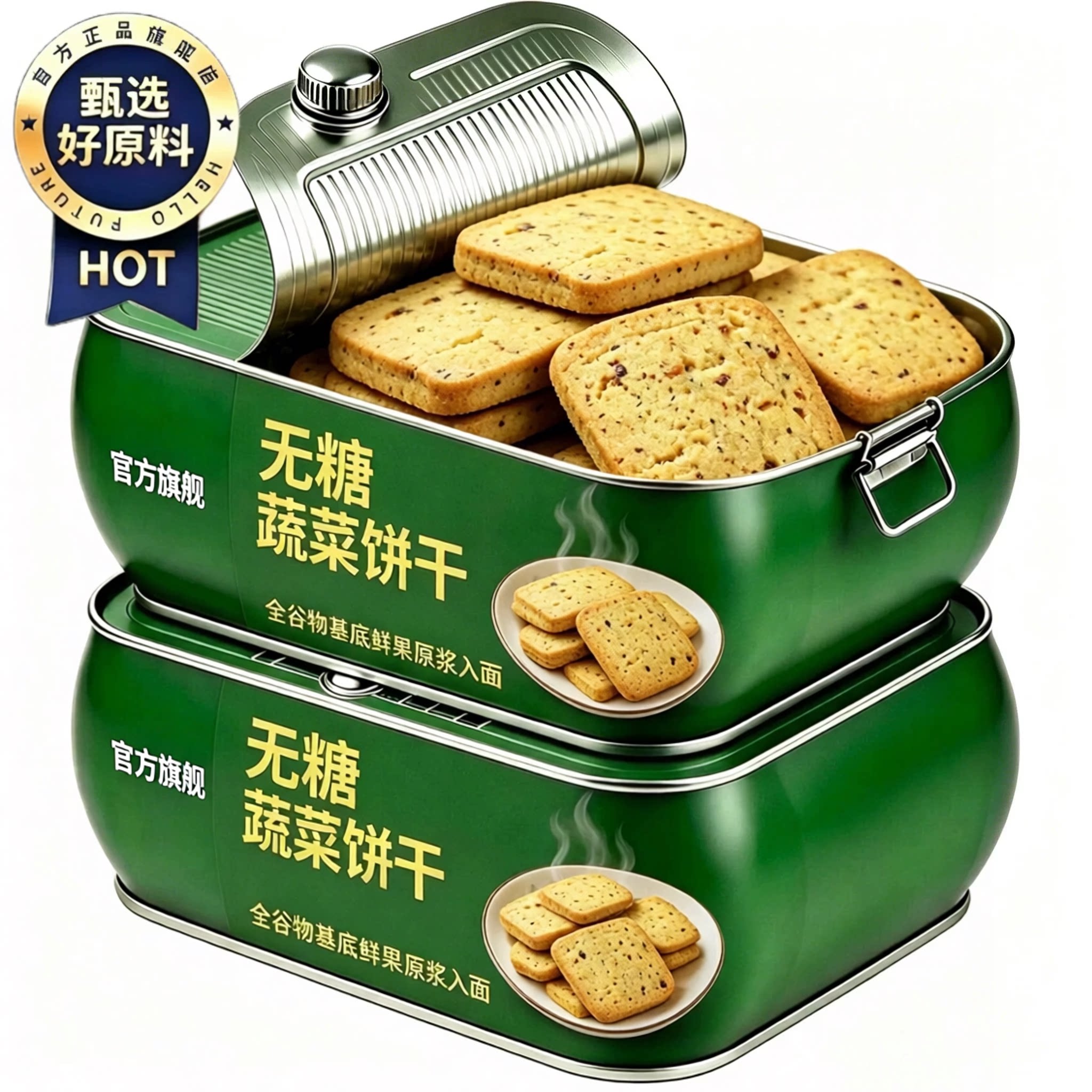 无糖蔬菜饼干健康零食大全粗粮营养健康全麦饼干正品官方旗舰店