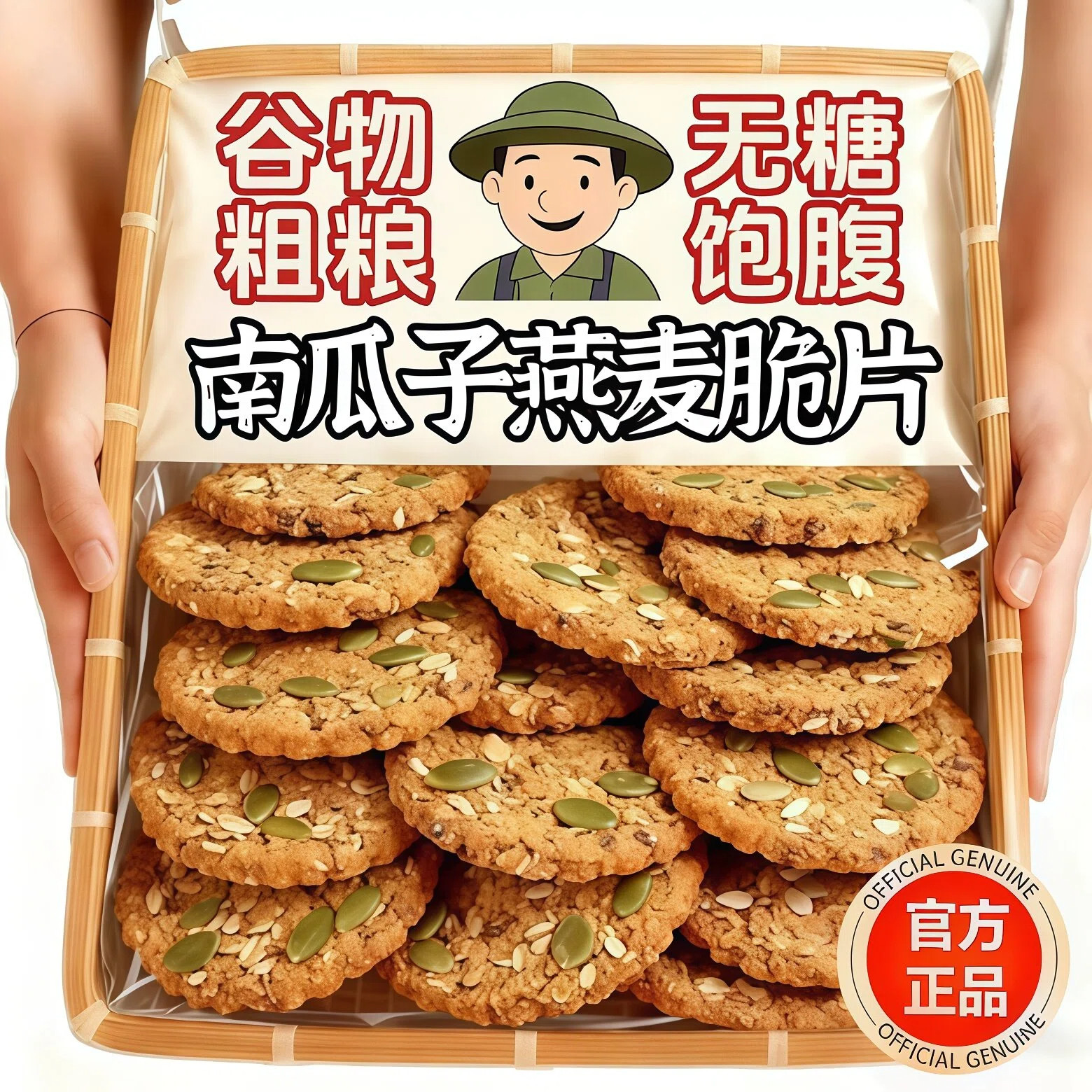 无糖南瓜籽燕麦脆官方旗舰店全麦粗粮燕麦饼干抗饿饱腹减代餐脂肥