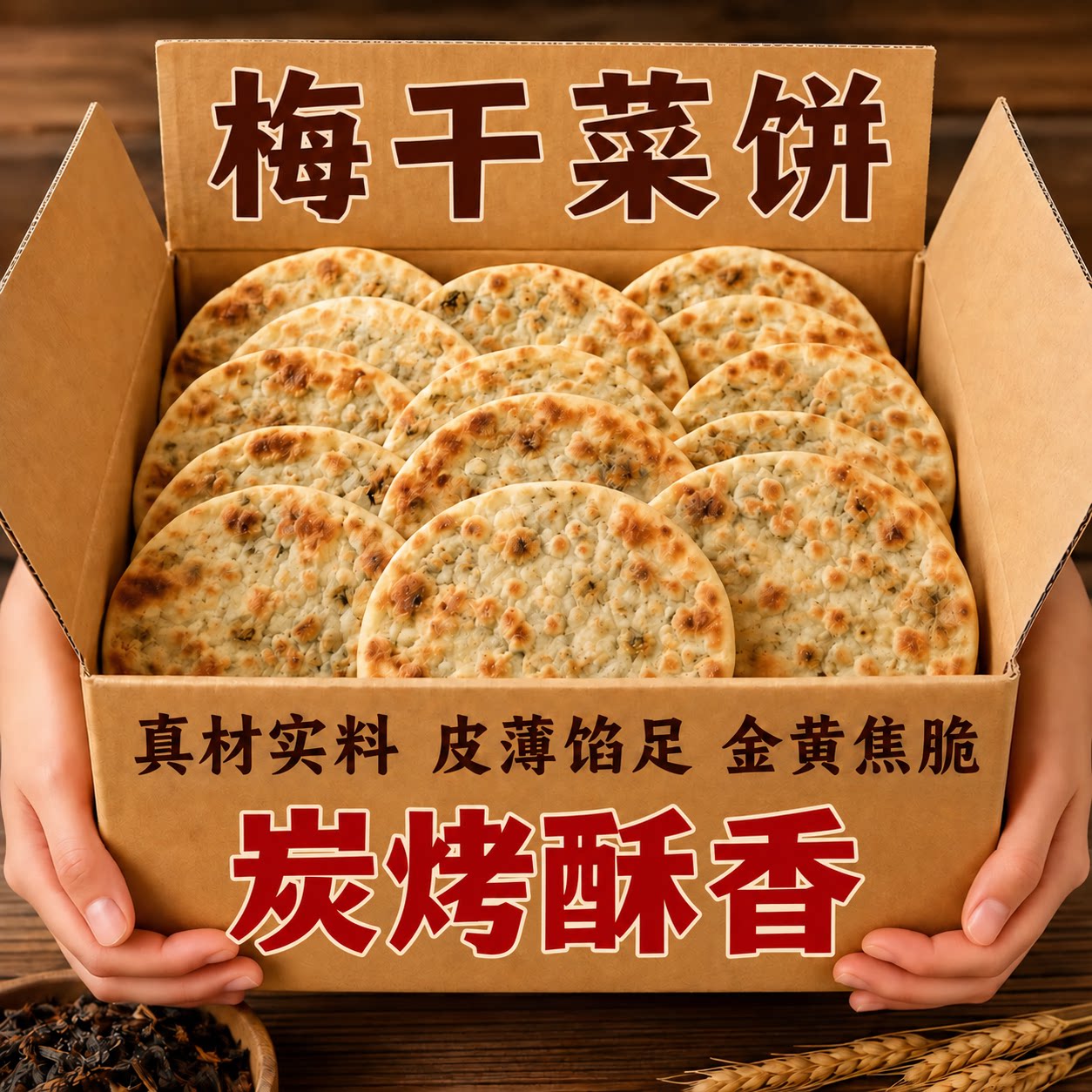 梅干菜饼锅盔梅菜扣肉饼黄山烧饼安徽特产小吃薄酥脆正品旗舰店