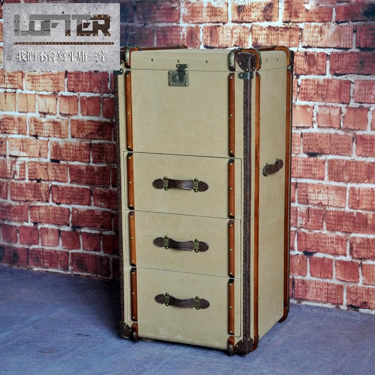 复古三斗柜帆布酒店咖啡厅KTV酒吧边柜LOFT工业风个性收纳边柜