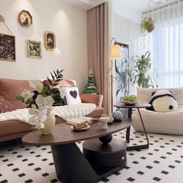 中古风实木茶几侘寂风现代简约家用客厅小户型设计师高级感茶台桌