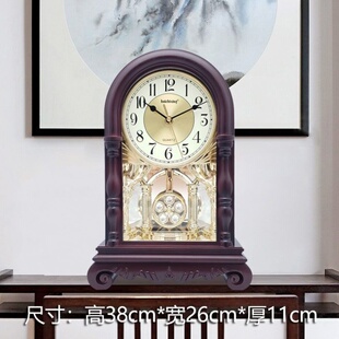 老式风水镇宅挂钟中式欧式客厅复古摇摆仿木钟表家用静音整点报时