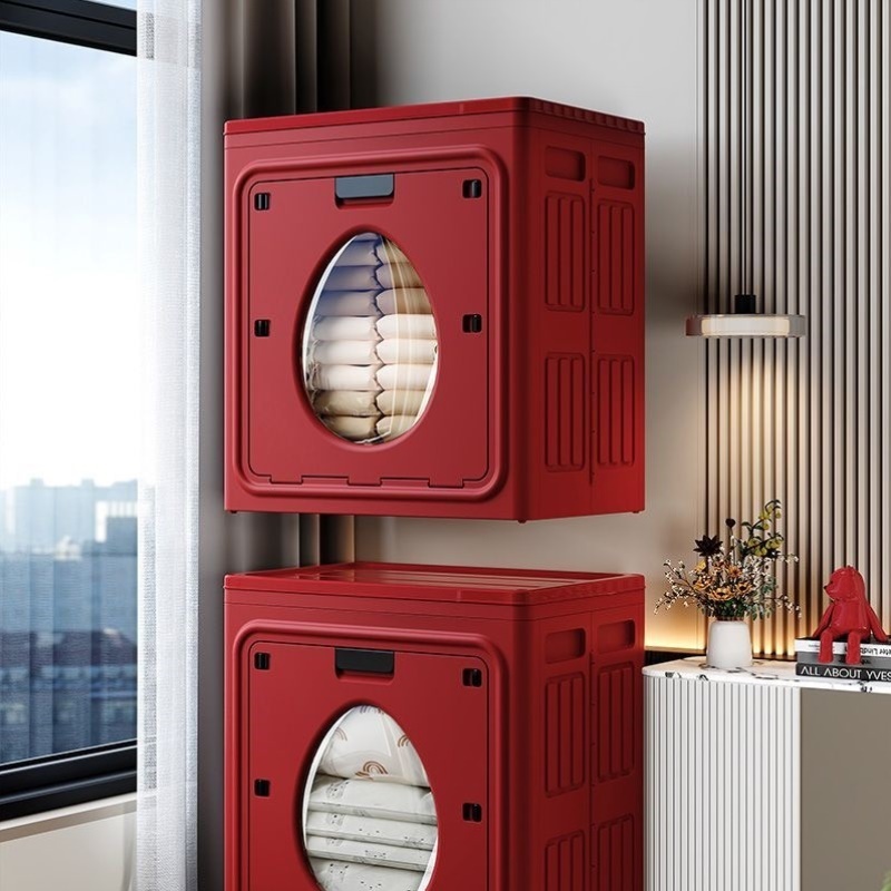 衣服收纳箱大容量超大翻盖整理箱家用带轮折叠卧室衣物被子储物柜