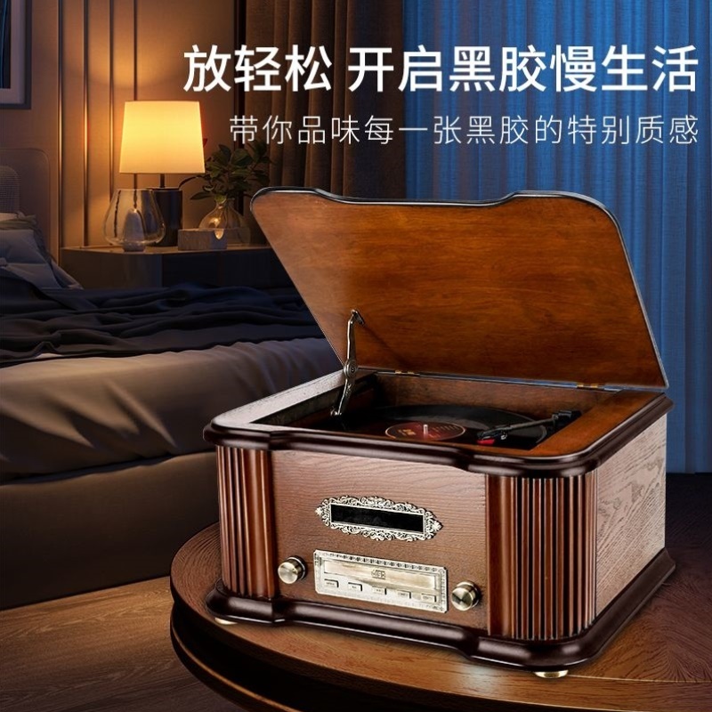 复古台式留声机怀旧老式客厅家用美式欧式古典音响中式黑胶唱片机