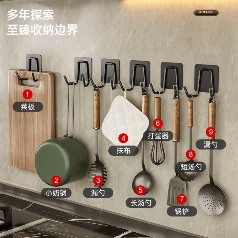 不锈钢挂钩强力粘胶壁挂承重厨房挂钩双钩无痕门后免打孔粘钩衣钩