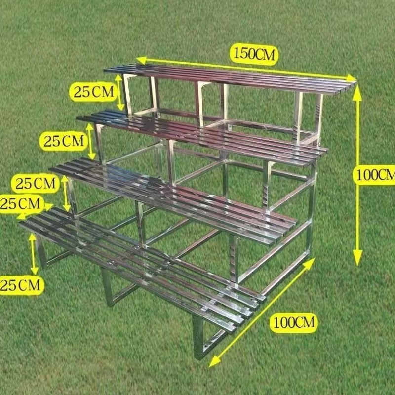 不锈钢置物架阳台阶梯式花盆架落地多层客厅花架子室外庭院盆景架
