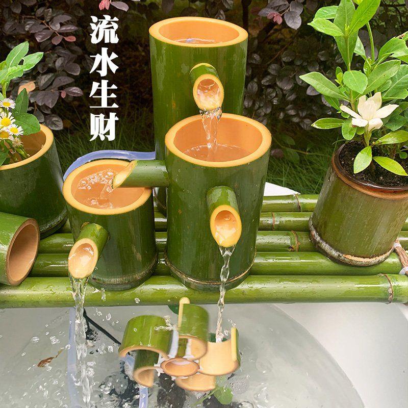 竹子流水器石槽盆循环养