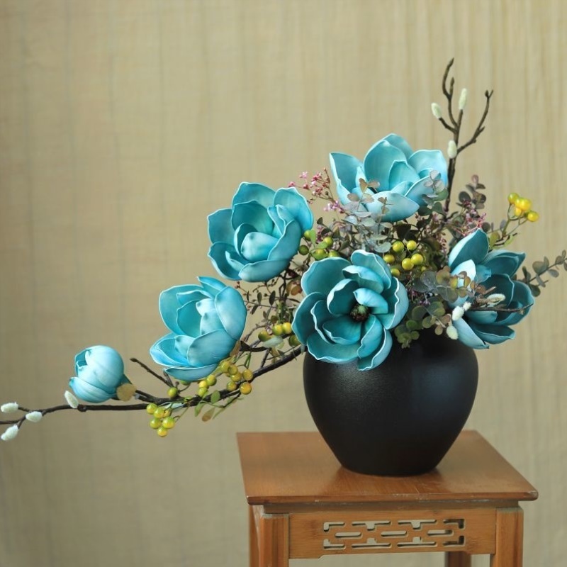 仿真莲花玉兰花套装高档家居酒店大堂装饰客厅桌面室内假花摆件