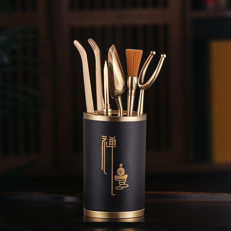 纯铜茶道六君子6件套装茶
