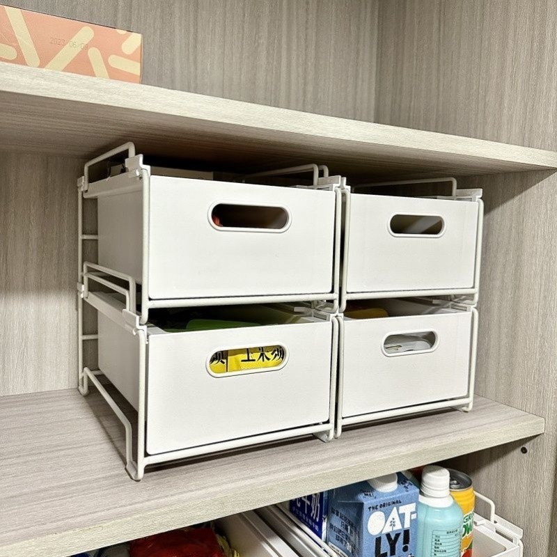 橱柜可叠加抽屉式收纳盒杂物零食饮料整理盒厨房深柜收纳储物筐