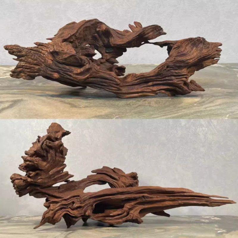 沉木精品紫柚木鱼缸造景摆件拱桥多枝镂空乌龟爬宠晒台纯天然植物