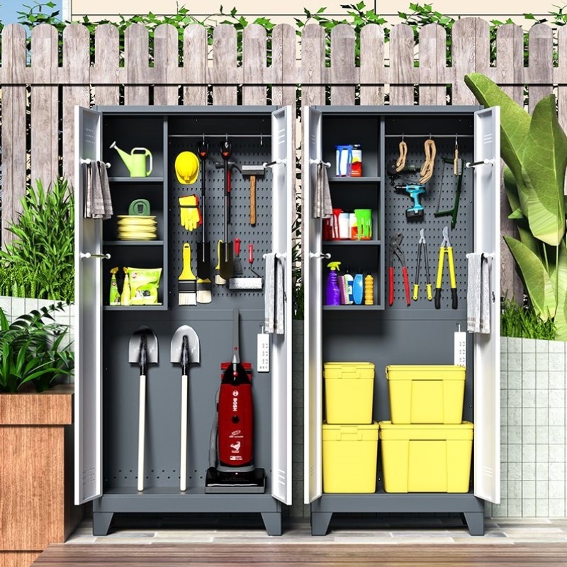 阳台室外工具柜清洁用品拖把柜铁艺储物柜防水防晒钢制保洁家政柜