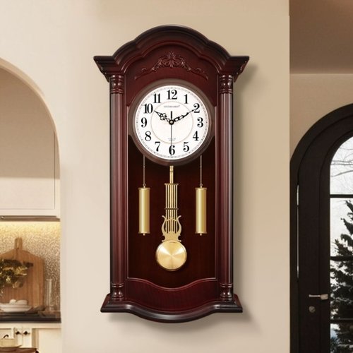 中式复古挂钟客厅家用时尚老式挂墙时钟表欧式古典静音石英钟挂表
