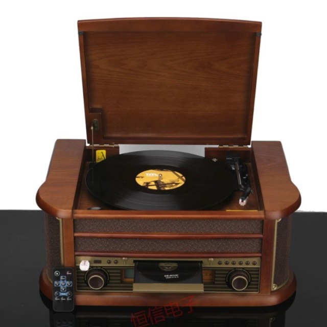 升级蓝牙版音响BT复古留声机LP黑胶唱片机CD机电唱机老式唱片机