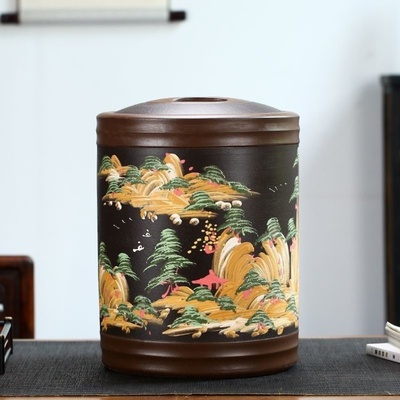 紫砂茶叶罐储存家用缸防潮清仓加厚罐豪华商用罐普洱茶白茶散茶罐