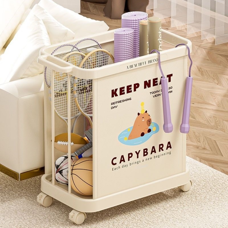 瑜伽垫收纳筐家用运动工具篮球类体育用品收纳神器健身器材置物架