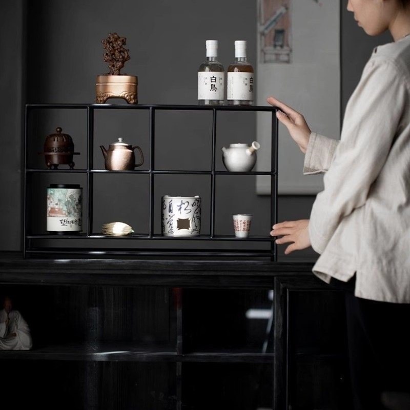 铁艺茶棚架子茶具架桌上收纳置物架小博古架多宝阁展示架