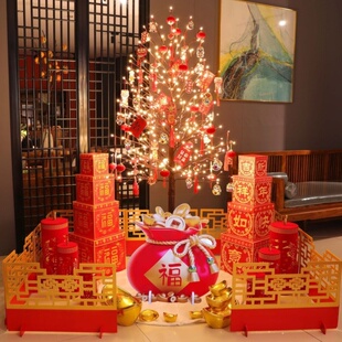 2026马年新年装饰挂件过年场景布置圣诞树灯套餐摆件酒店商场美陈