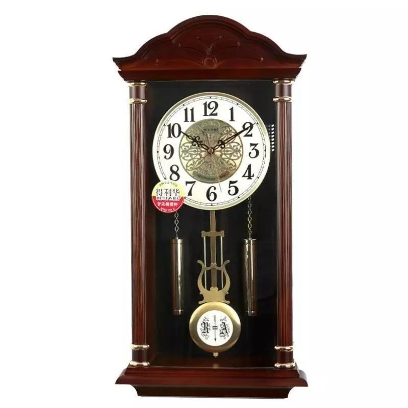 中式复古客厅静音挂钟表老式风水镇宅打点报时大号摆钟欧式石英钟