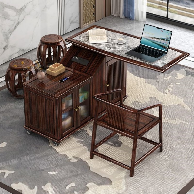 新中式紫金檀木实木茶台茶桌可移动便捷式喝茶桌多功能储物茶台桌