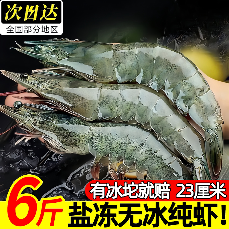 特大盐冻无冰对虾海鲜批发