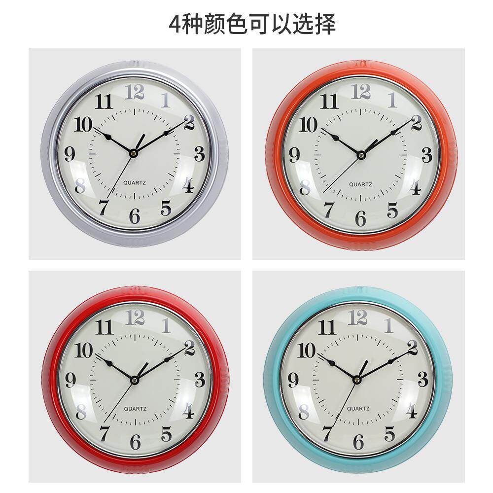 挂钟客厅美式复古圆形简约时钟表10寸静音钟现货亚马逊跨境