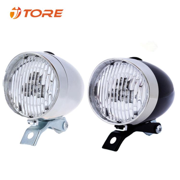 厂家自行车前灯山地车复古前灯 3LED骑行灯 车前照明灯 夜骑装备