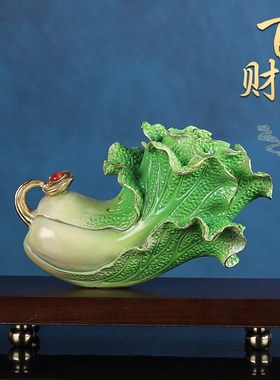 百财如意纯铜招财白菜摆件家居客厅办公室装饰品开业乔迁新居礼品