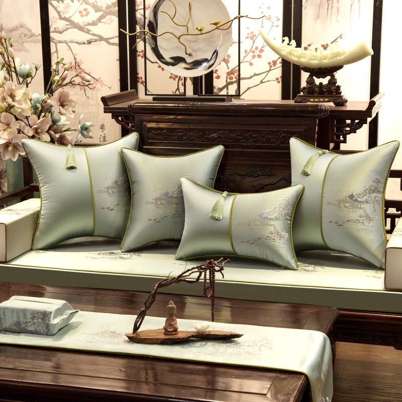 中式红木沙发垫坐垫中国风罗汉床垫子五件套实木家具套罩四季通用