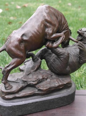 铜雕塑牛熊争霸股海之争摆件家居客厅酒柜玄关办公室书房招财桌面