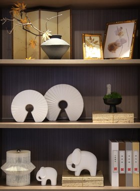 新中式桌面小屏风苔藓书籍书架宋代美学摆件茶几隔断柜子层板装饰