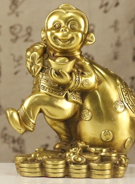 铜猴摆件纯铜工艺品家居摆设十二生肖装饰品金属猴子风水摆件