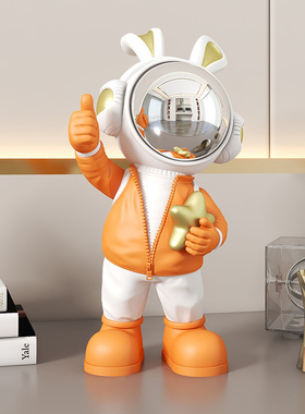 太空人宇航员兔子桌面摆件潮玩卡通公仔电视柜酒柜茶几书桌装饰品