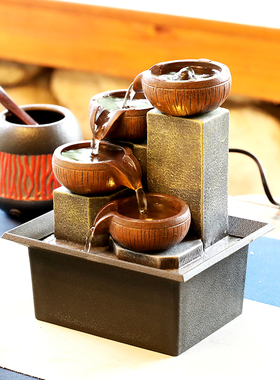 办公室桌面流水摆件循环水客厅喷泉生财风水轮家居装饰品开业乔迁