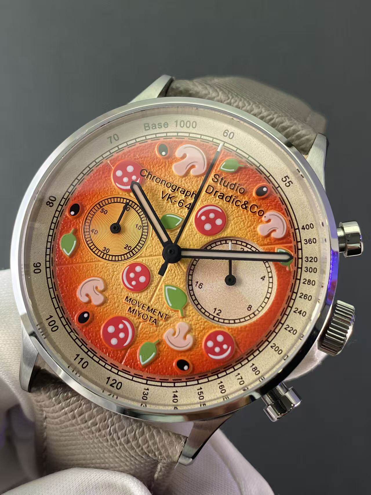 thumbnail for Dradic Watch with Colorful Three-Dimensional Dial, Fashionable and Trendy, Salmon, Watermelon, Pizza Style, Japanese Chronograph Movement