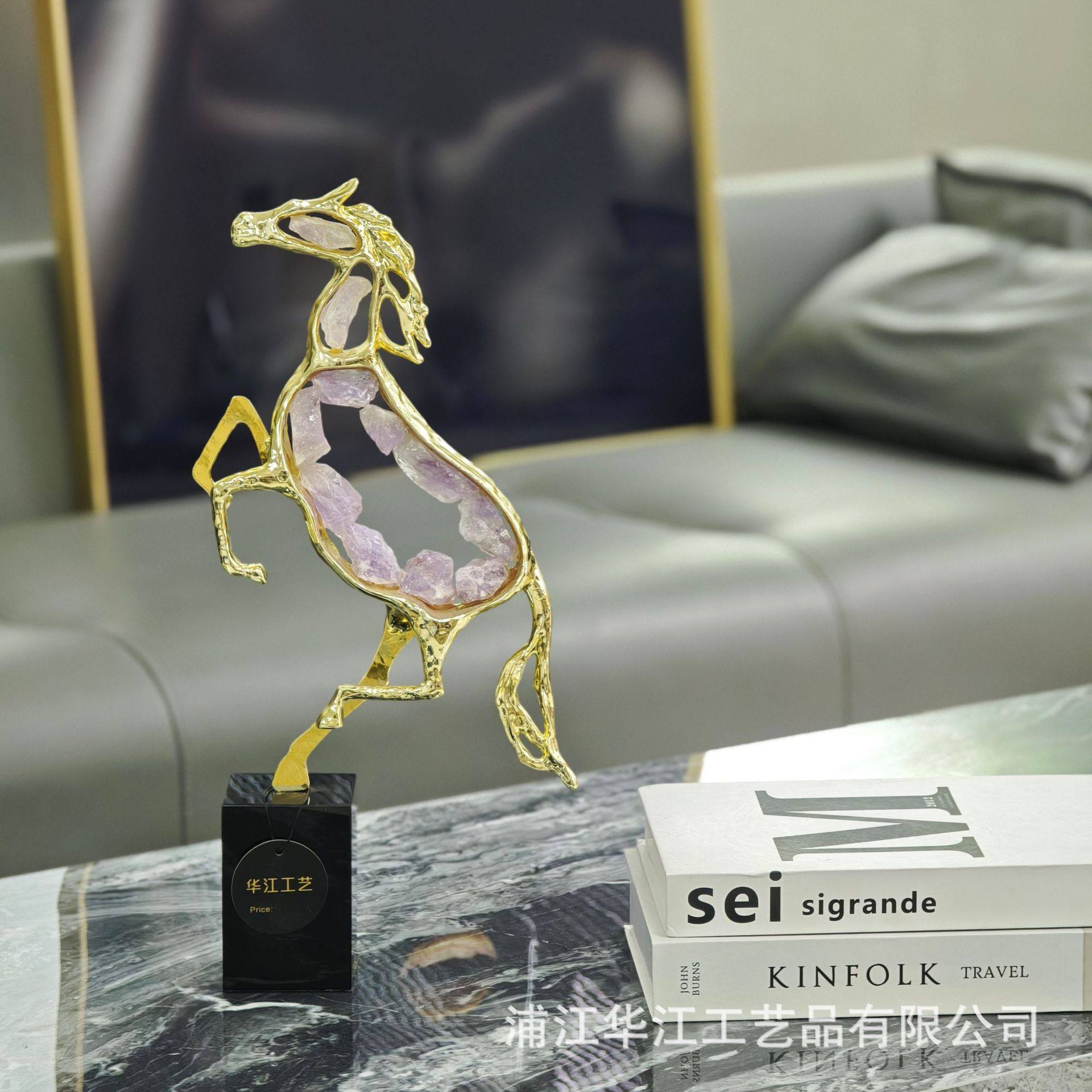 现代简约镂空马金属水晶压铸家居饰品轻奢橱窗书柜桌玄关创意摆件,鲜花速递/花卉仿真/绿植园艺,其它园艺用品,淘宝优惠券,粉丝福利购,淘宝优惠卷